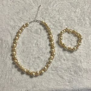 Vintage SHB Faux Pearl Necklace and Bracelet